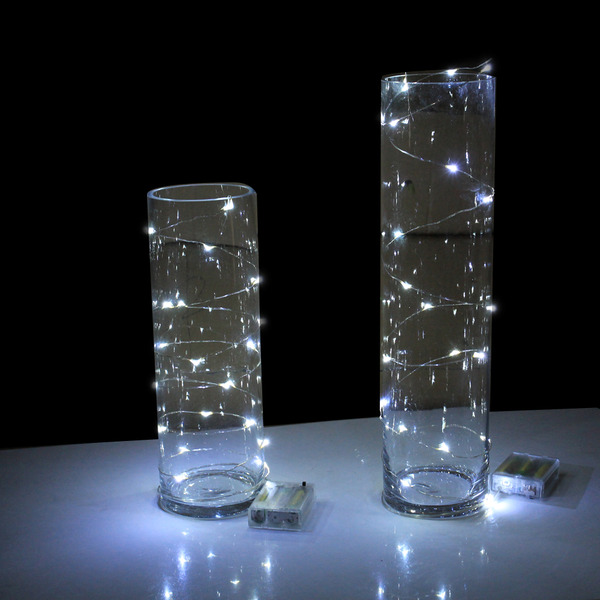 12x2m Long Cool White Wire String Battery Operated Fairy Lights 20 LED Bulb