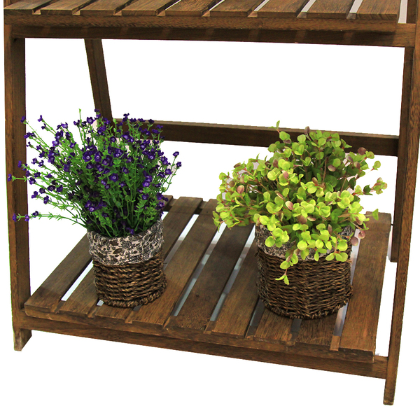 Large Wooden Brown Garden Home Plant Pot Rack 3 Tier Shelf Planter