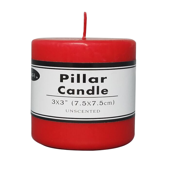 Box of 36 Red Unscented Pillar Candles Wholesale Bulk 7.5 x 7.5cm