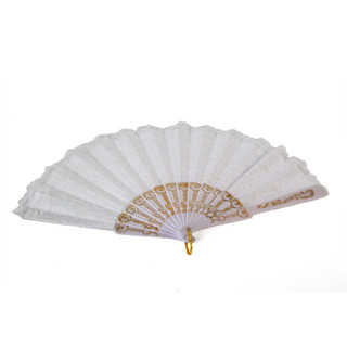 24 x White Spanish Lace Silk Folding Hand Fan