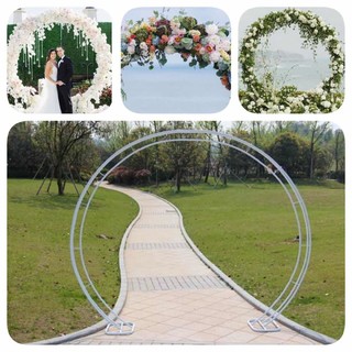 2.3M White Circular Metal Decorative Arch For Garden Wedding Prom