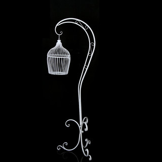 150cm White Metal Hanging Bird Cage With Stand Wedding Decor