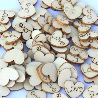 500pcs Wooden LOVE Heart Shape 1.5cm Table Scatter Embellishment