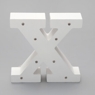 'X'  White Alphabet Wooden Letter LED Sign Light