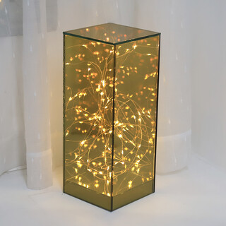 6 x 30cm Square Glass Centrepiece lamp Warm White LED Light