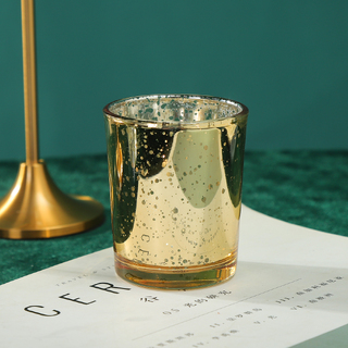 12 x Gold Mercury Glass Votive Tealight Candle Holder