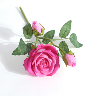 6 x Velvet Rose Bloom with Bubs Hot Pink 32cm