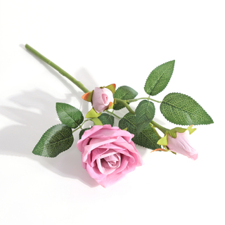 6 x Velvet Rose Bloom with Bubs Mauve Pink 32cm