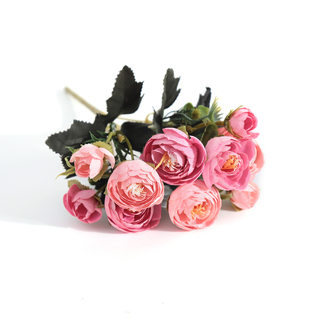 10 Heads Artificial Camellia Bouquet Blush and Pink 25cm