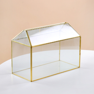 32cm Geometric Glass House Shape Wedding Wishing Well Money Gift Card Box
