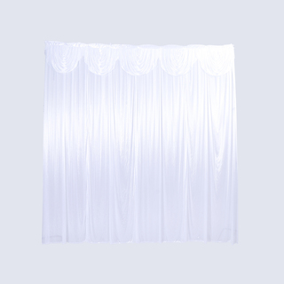 White Backdrop Curtain with Decorative Valance 3m x 3m