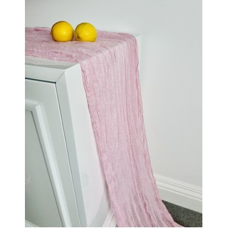 2 x Boho Cheesecloth Table Runner Lilac Pink 90x400cm