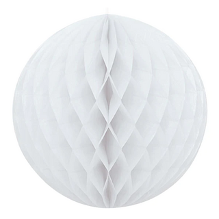 12 x White Paper Pom Poms Honeycomb Balls 28cm