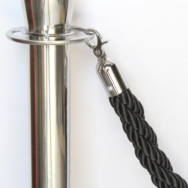 Rope Barrier Stand Sets of 2 Post + 1 Black Rope Queue Barriers Crowd