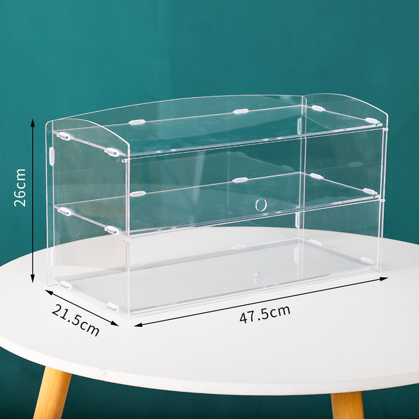 4 Tiers Crystal Dust Proof Cake Display Cabinet Food Showcase Case W/ 3  Durable Shelves 65X33X53Cm