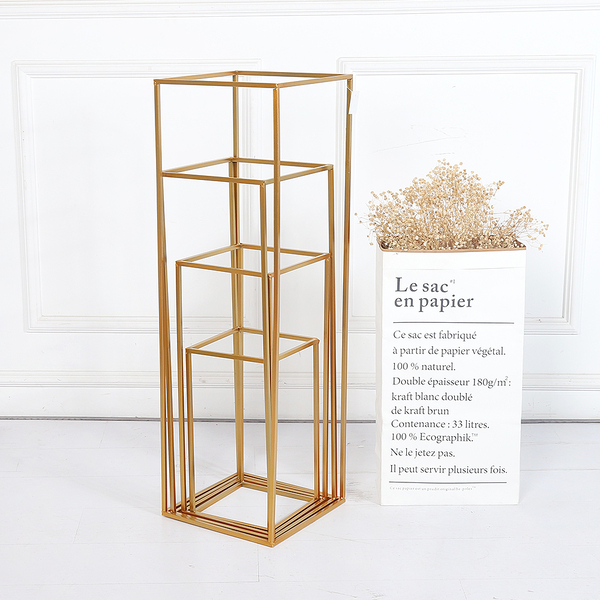 Set of 4 Gold Iron Flower Centerpiece Stand