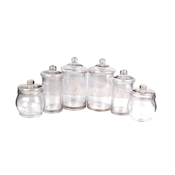 6 PCS Candy Lolly Buffet Glass Assort Size Wedding Party Jars Bowls