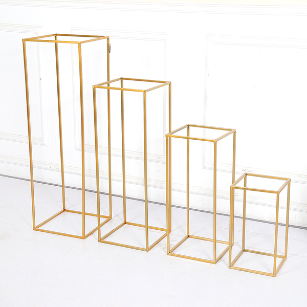 Set of 4 Gold Iron Flower Centerpiece Stand