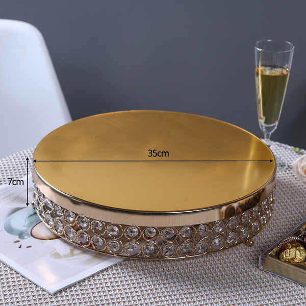 35cm Gold Crystal Beaded Metal Riser Cake Stand