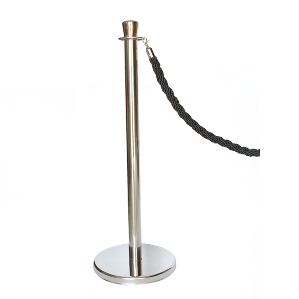 Rope Barrier Stand Sets of 2 Post + 1 Black Rope Queue Barriers Crowd