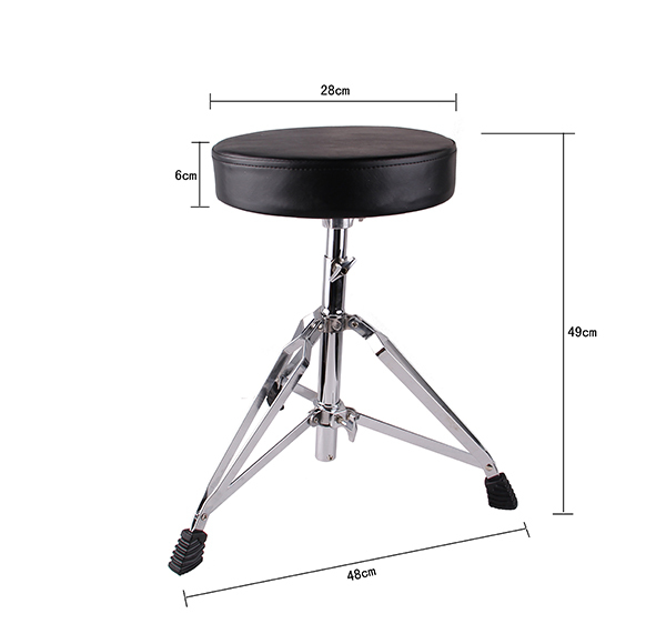 BN Padded Seat Adjustable Drum Throne Stool Stand Drummers Black