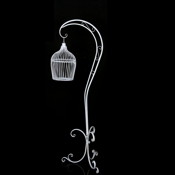 1.5M White Metal Hanging Bird Cage With Stand Wedding Decor