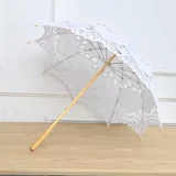White Princess Lace Parasol/ Umbrella Wedding Bridal Decoration Wooden Handle