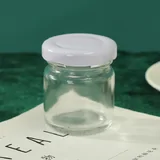 56 x Mini 50ML White Lid Candy Jam Round Glass Jars Honey Preserving Wedding Favours