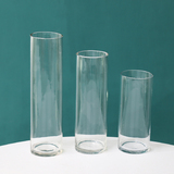 Set of 3 Clear Glass Cylinder Candle Holder