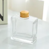 20 x Clear Rectangular Glass Bottles with Gold Caps 100ml