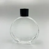 100 x Clear Round Glass Diffuser Bottles with Black Caps 100ml