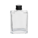 40 x Clear Rectangular Glass Bottles with Black Caps 50ml