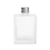 40 x Frosted Rectangular Glass Bottles with Aluminium Caps 50ml