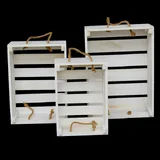 3PC Wooden White Decorative Crates Boxes Wedding Home Vintage Rustic Storage  