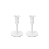 2 x Cleo Metal Taper Candle Holder White 15cm