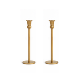 2 x Cleo Metal Taper Candle Holder Gold 35cm