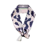 Silk Satin Skinny Scarf with I Carry Your Heart with Me Illustration in Pink and Dark Slate Blue 100