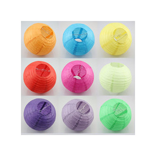 12 x Coloured Round Paper Lantern - 12"