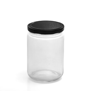 24 x 500ML Black Lid Round Candy Jam Glass Jars Honey Preserving Wedding Favours