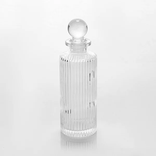 24 x Ribbed Glass Favour Bottle with Glass Ball Cap 120ml