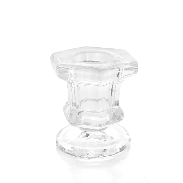6 x Clear Glass Hexagon Dinner Taper Candle Holder