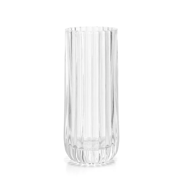 Fluted Pressed Glass Cylinder Vase Large 27.5cm