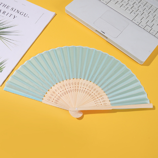 24 x Light Blue Silk Folding Fan