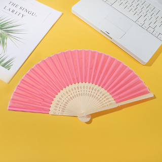 24 x Pink Silk Folding Fan