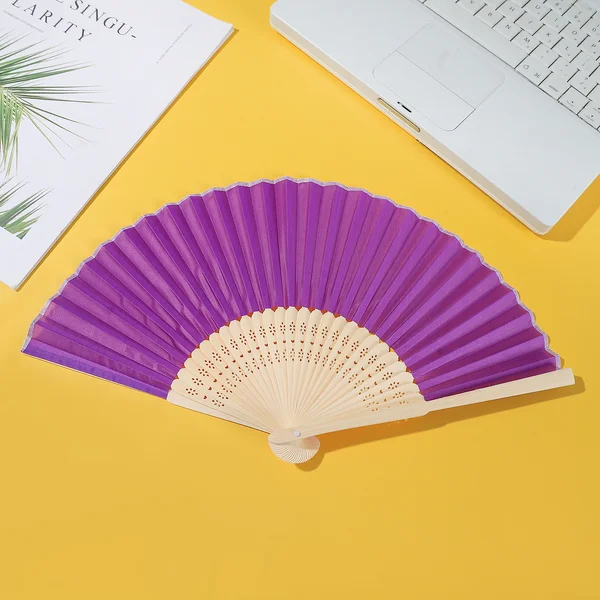24 x Light Purple Silk Folding Fan