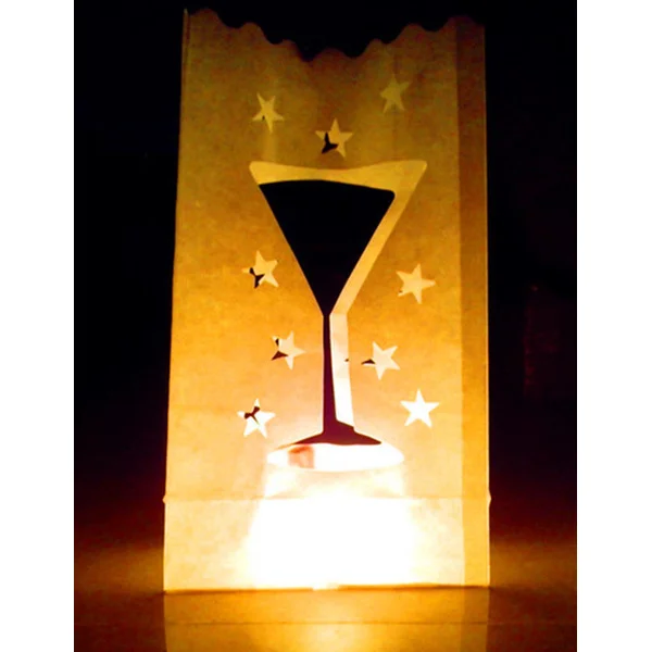 48 x White Wine Stars Candle Paper Bag Lantern Wedding Party Decoration Path