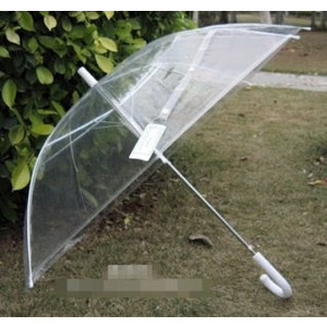 12 x Clear Transparent Wedding Umbrella - White Handle 