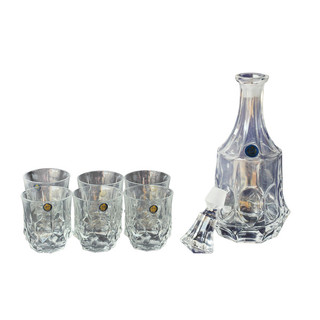 Whiskey Vodka Decanter With 6 Glasses Tumblers