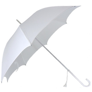  12 x Classic White Wedding Umbrella - White Handle