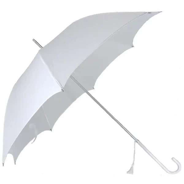  12 x Classic White Wedding Umbrella - White Handle